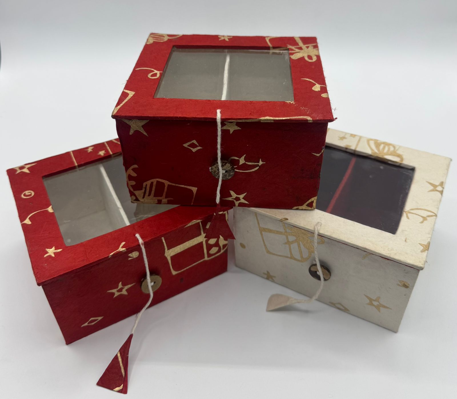 Lokta printed paper box two partition